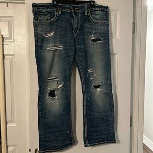 Men’s Silver Zac Distressed Jeans W38/L30 EUC